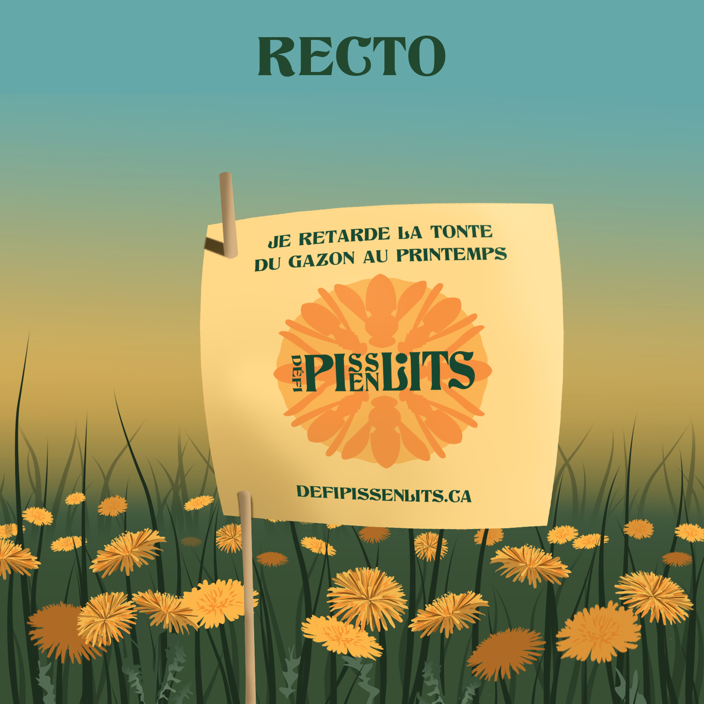 Affichette pour gazon Défi Pissenlits