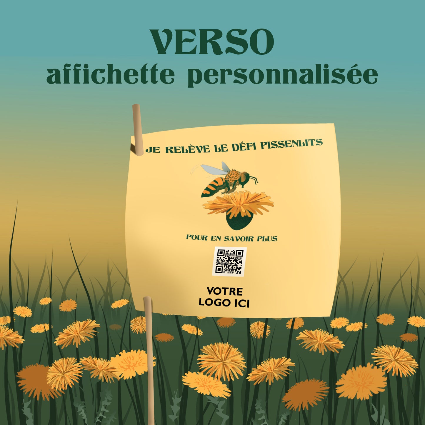 Affichette pour gazon Défi Pissenlits